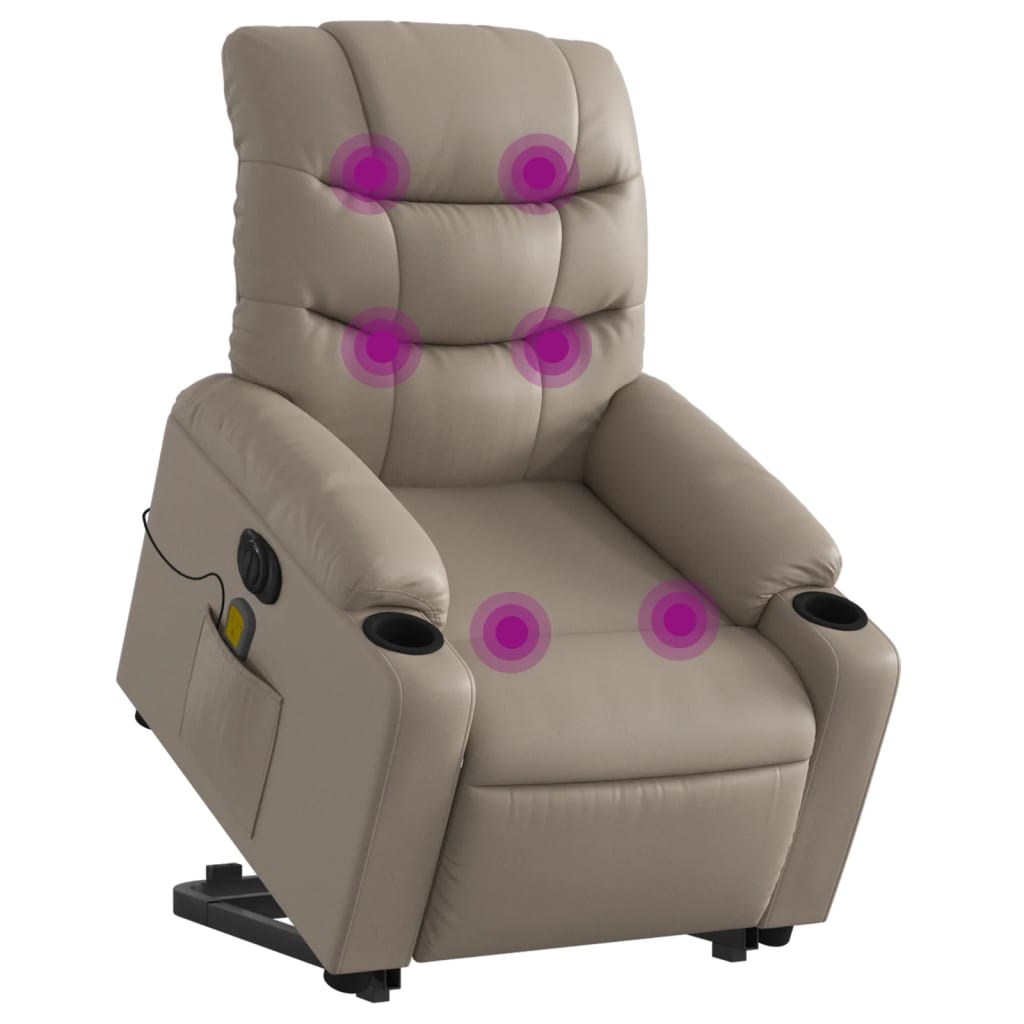 Sta-op-massagestoel elektrisch kunstleer cappuccinokleurig is nu te koop bij PeponiXL, paradijselijk wonen!