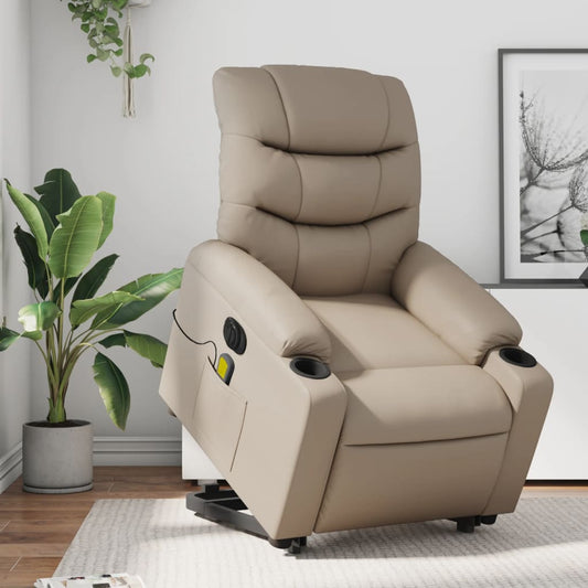 Sta-op-massagestoel elektrisch kunstleer cappuccinokleurig is nu te koop bij PeponiXL, paradijselijk wonen!