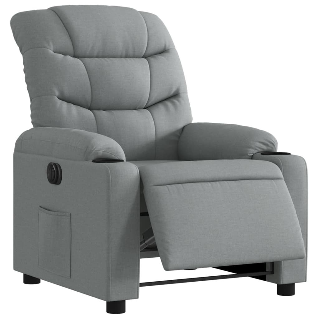 Fauteuil elektrisch verstelbaar stof lichtgrijs is nu te koop bij PeponiXL, paradijselijk wonen!