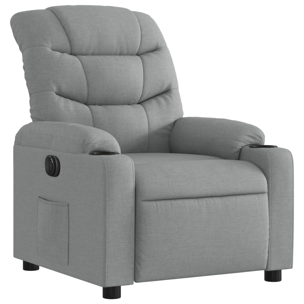 Fauteuil elektrisch verstelbaar stof lichtgrijs is nu te koop bij PeponiXL, paradijselijk wonen!