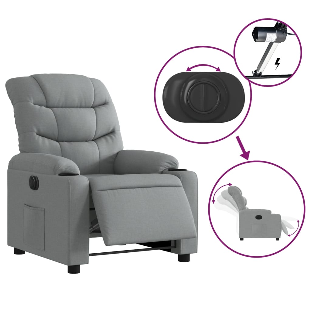 Fauteuil elektrisch verstelbaar stof lichtgrijs is nu te koop bij PeponiXL, paradijselijk wonen!