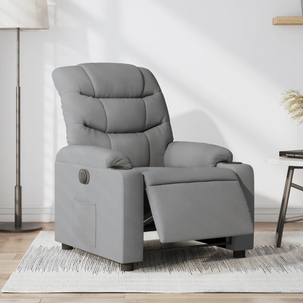 Fauteuil elektrisch verstelbaar stof lichtgrijs is nu te koop bij PeponiXL, paradijselijk wonen!
