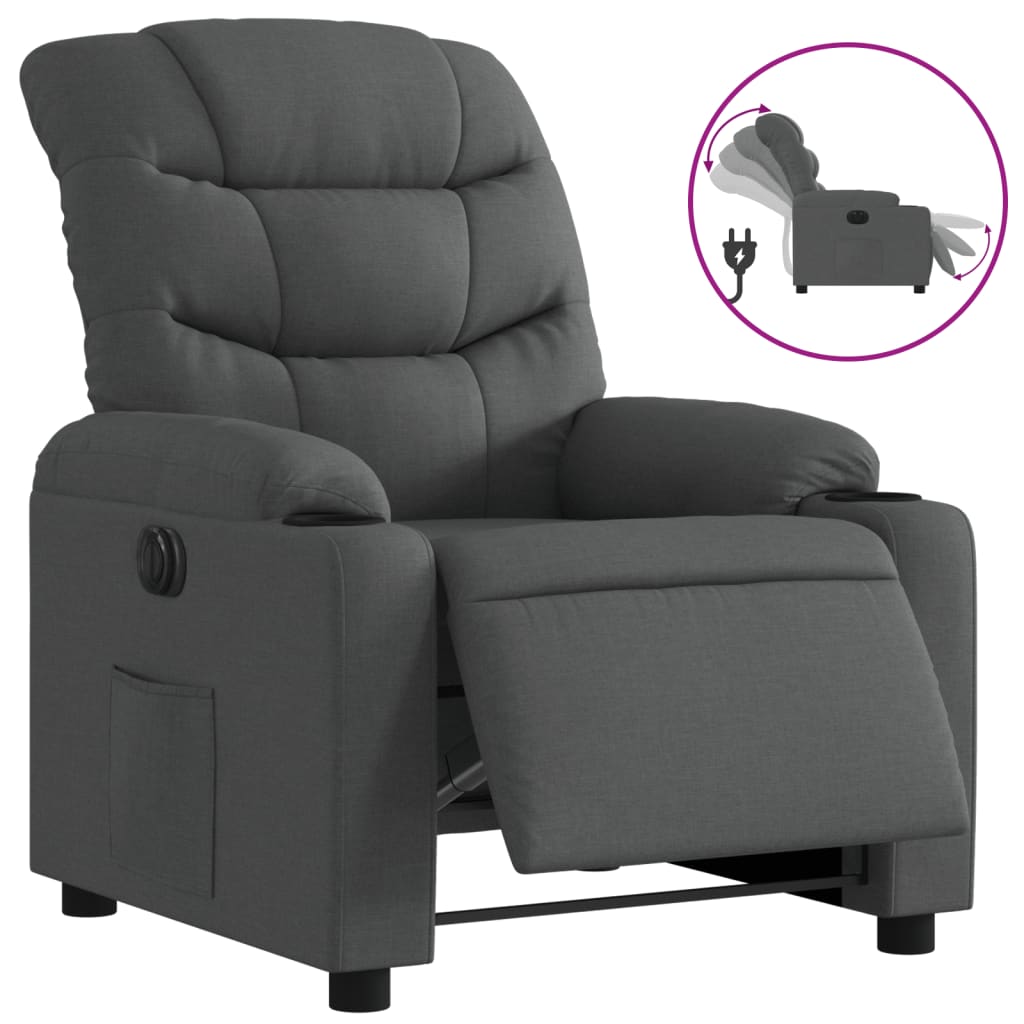 Fauteuil elektrisch verstelbaar stof donkergrijs is nu te koop bij PeponiXL, paradijselijk wonen!