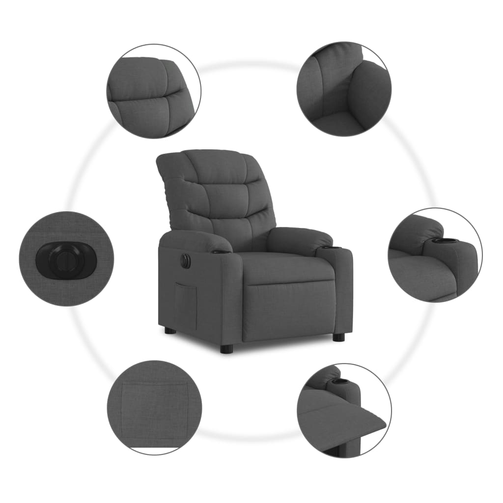 Fauteuil elektrisch verstelbaar stof donkergrijs is nu te koop bij PeponiXL, paradijselijk wonen!