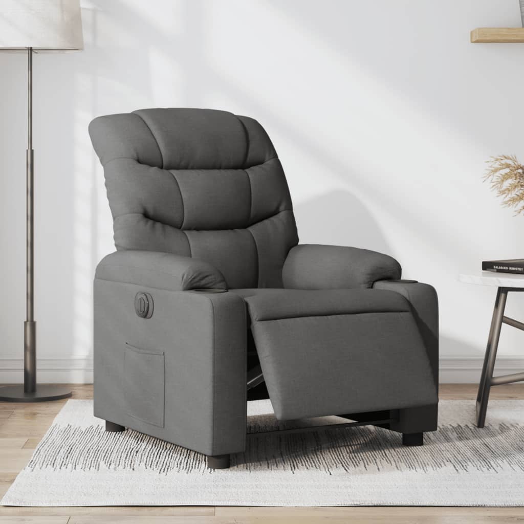 Fauteuil elektrisch verstelbaar stof donkergrijs is nu te koop bij PeponiXL, paradijselijk wonen!