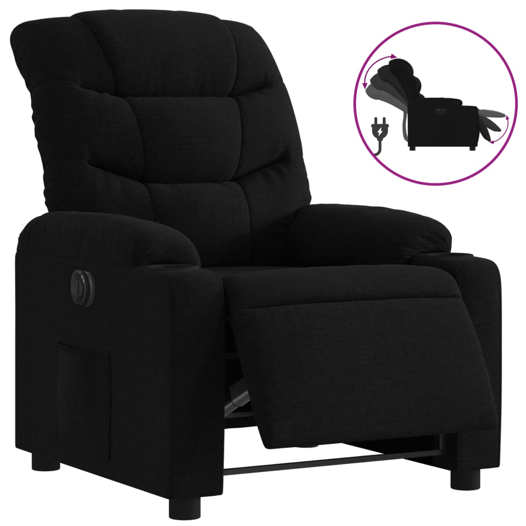 Fauteuil verstelbaar elektrisch stof zwart is nu te koop bij PeponiXL, paradijselijk wonen!