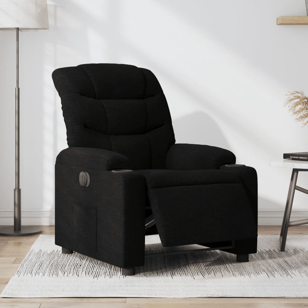 Fauteuil verstelbaar elektrisch stof zwart is nu te koop bij PeponiXL, paradijselijk wonen!