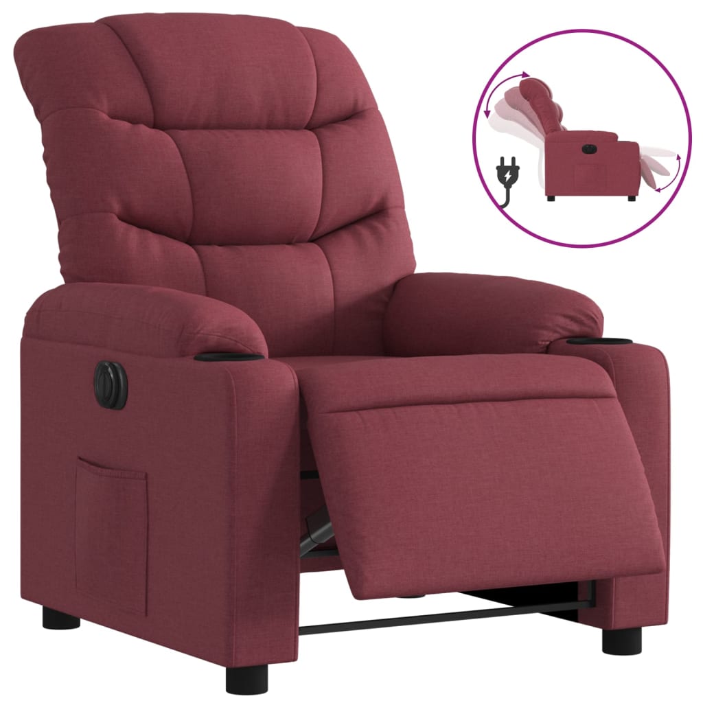 Fauteuil verstelbaar elektrisch stof wijnrood is nu te koop bij PeponiXL, paradijselijk wonen!