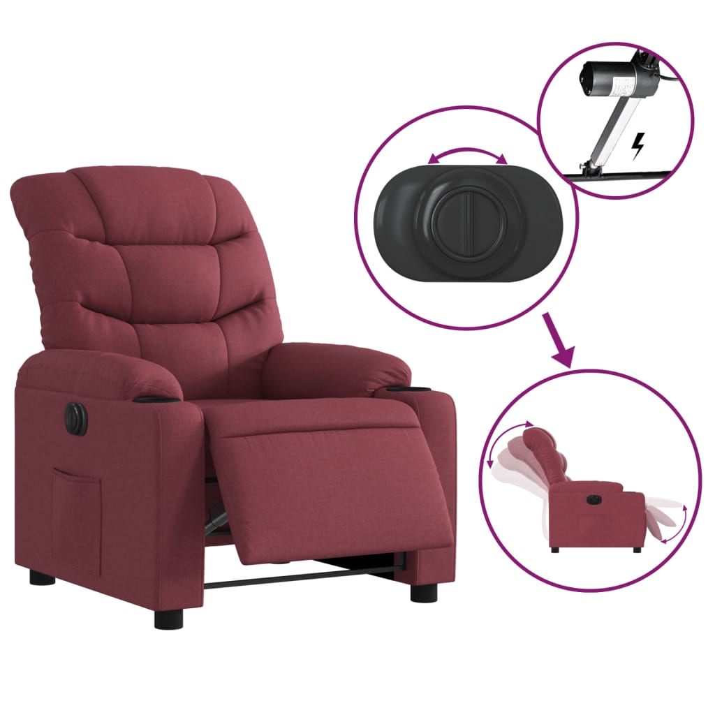 Fauteuil verstelbaar elektrisch stof wijnrood is nu te koop bij PeponiXL, paradijselijk wonen!