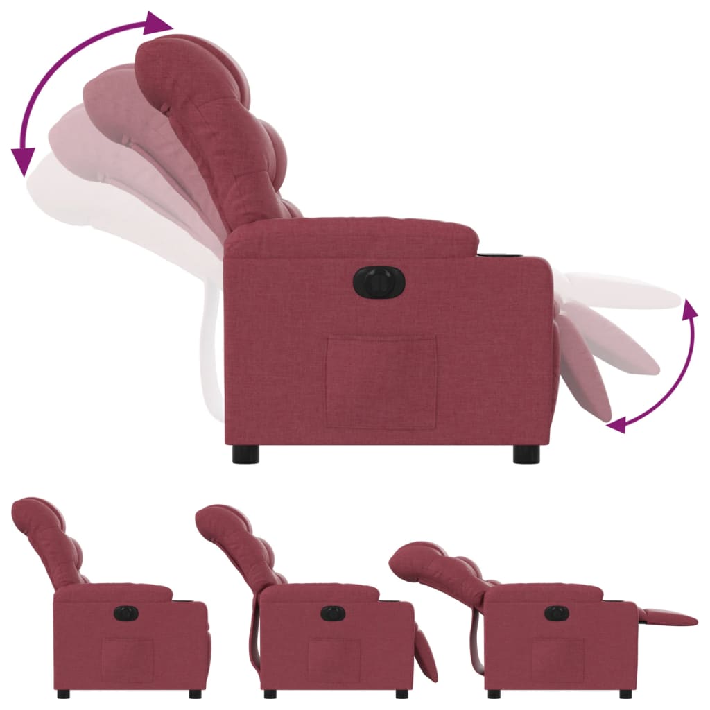 Fauteuil verstelbaar elektrisch stof wijnrood is nu te koop bij PeponiXL, paradijselijk wonen!
