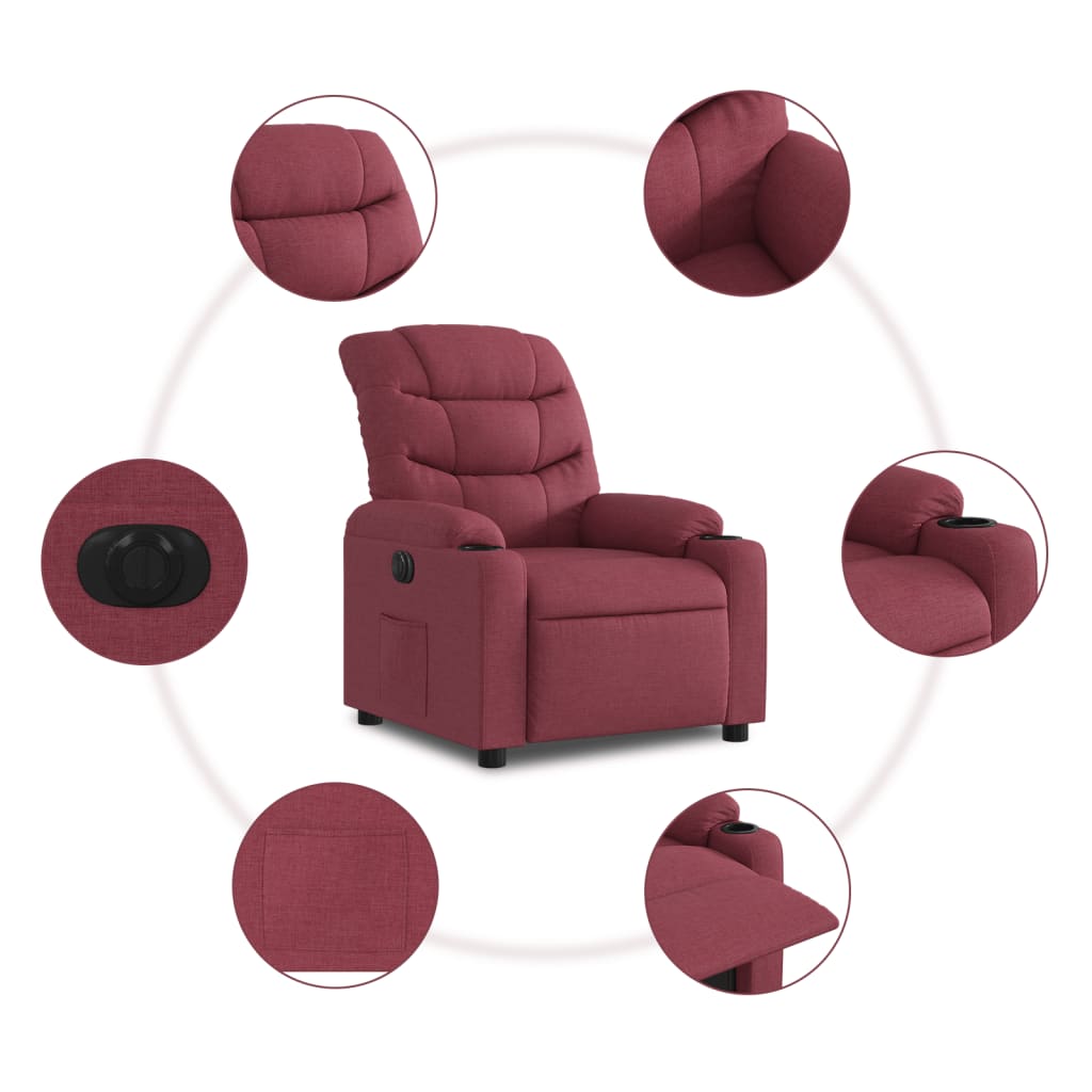Fauteuil verstelbaar elektrisch stof wijnrood is nu te koop bij PeponiXL, paradijselijk wonen!