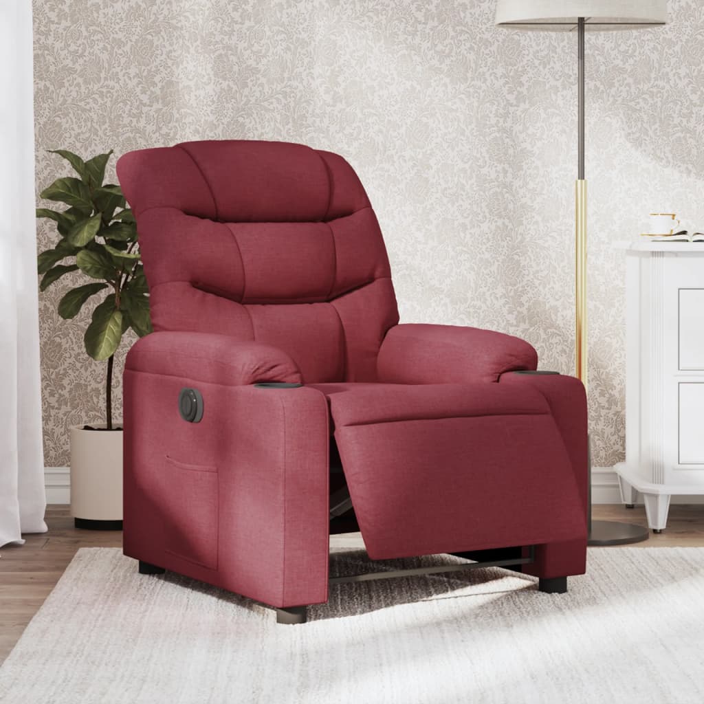 Fauteuil verstelbaar elektrisch stof wijnrood is nu te koop bij PeponiXL, paradijselijk wonen!