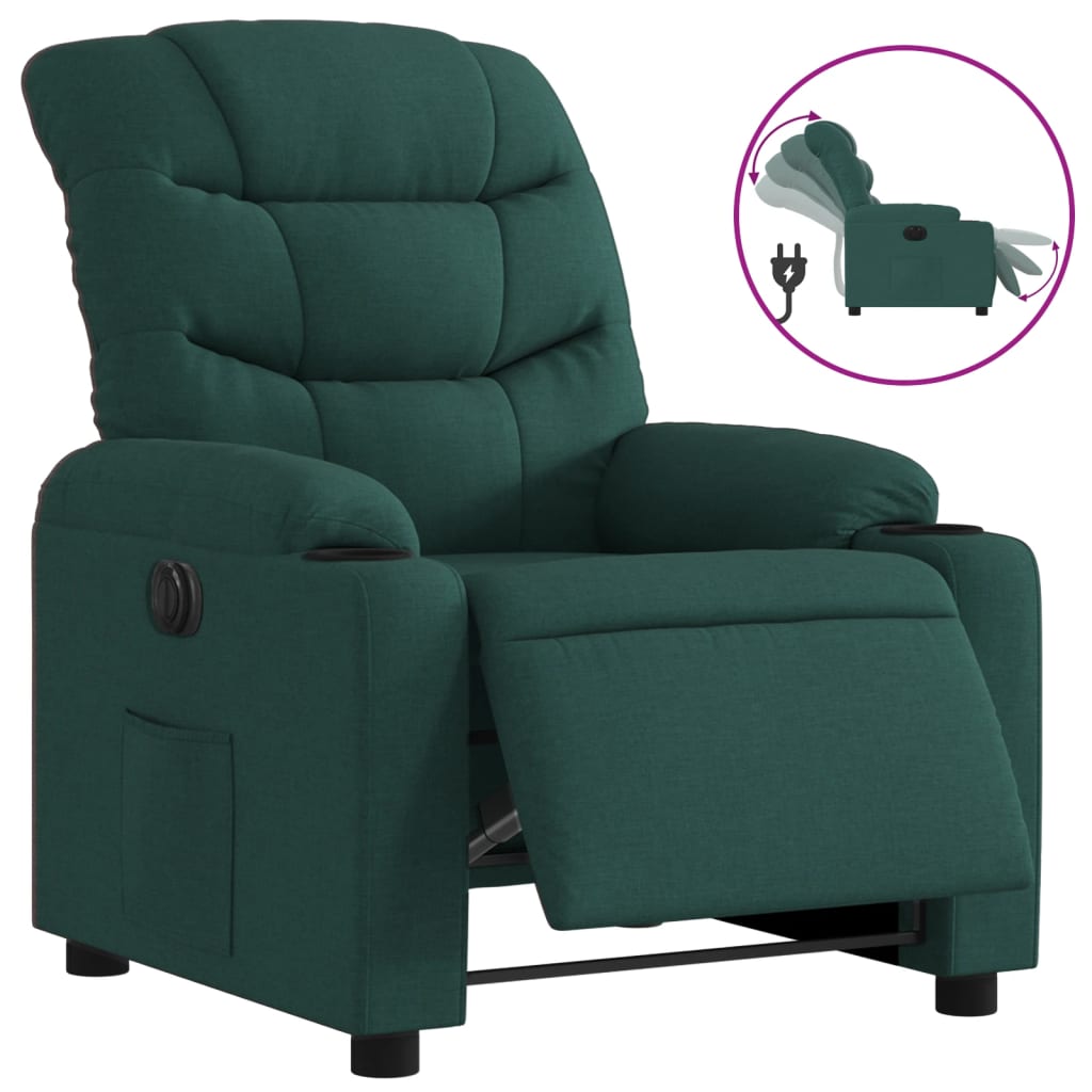 Fauteuil verstelbaar elektrisch stof donkergroen is nu te koop bij PeponiXL, paradijselijk wonen!