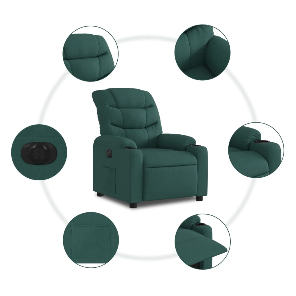 Fauteuil verstelbaar elektrisch stof donkergroen is nu te koop bij PeponiXL, paradijselijk wonen!