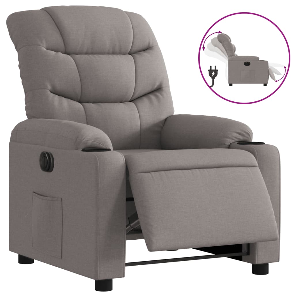 Fauteuil verstelbaar elektrisch stof taupe is nu te koop bij PeponiXL, paradijselijk wonen!