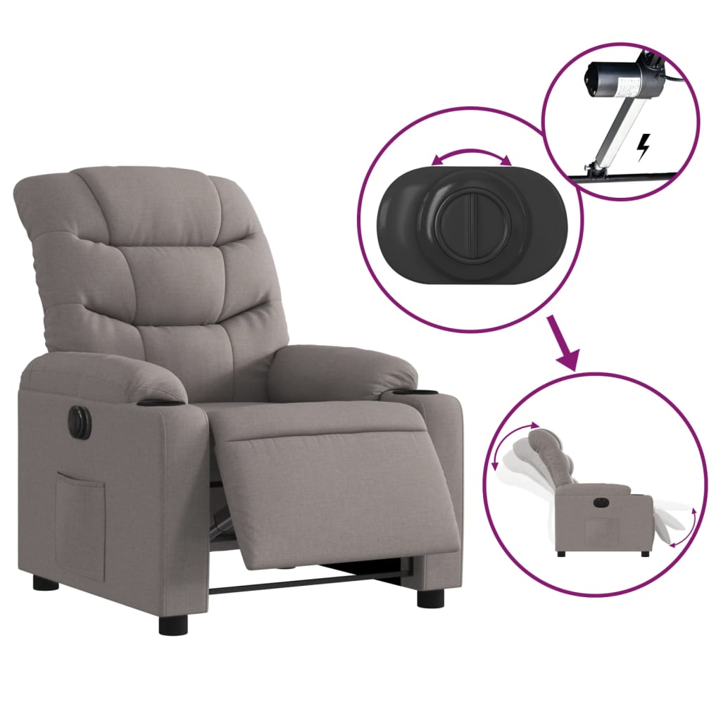 Fauteuil verstelbaar elektrisch stof taupe is nu te koop bij PeponiXL, paradijselijk wonen!