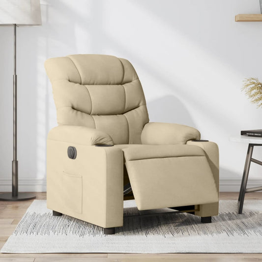 Fauteuil verstelbaar elektrisch stof crèmekleurig is nu te koop bij PeponiXL, paradijselijk wonen!