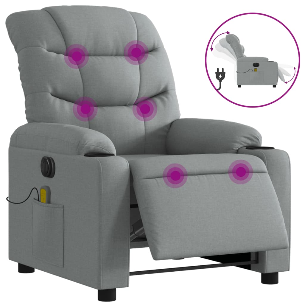 Massagestoel elektrisch verstelbaar stof lichtgrijs is nu te koop bij PeponiXL, paradijselijk wonen!