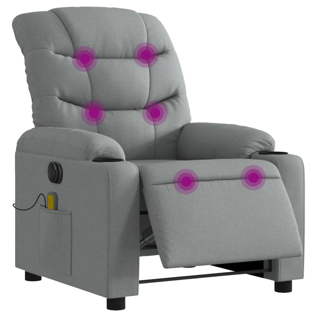 Massagestoel elektrisch verstelbaar stof lichtgrijs is nu te koop bij PeponiXL, paradijselijk wonen!