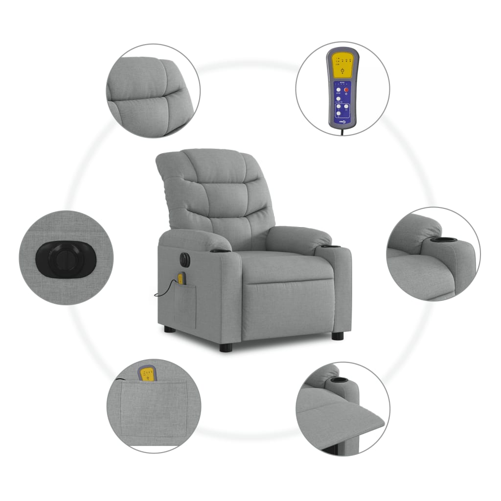 Massagestoel elektrisch verstelbaar stof lichtgrijs is nu te koop bij PeponiXL, paradijselijk wonen!
