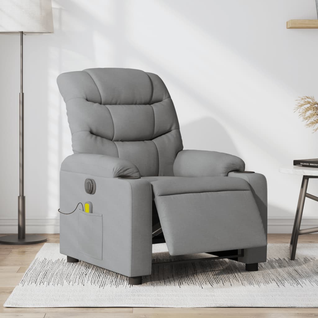 Massagestoel elektrisch verstelbaar stof lichtgrijs is nu te koop bij PeponiXL, paradijselijk wonen!