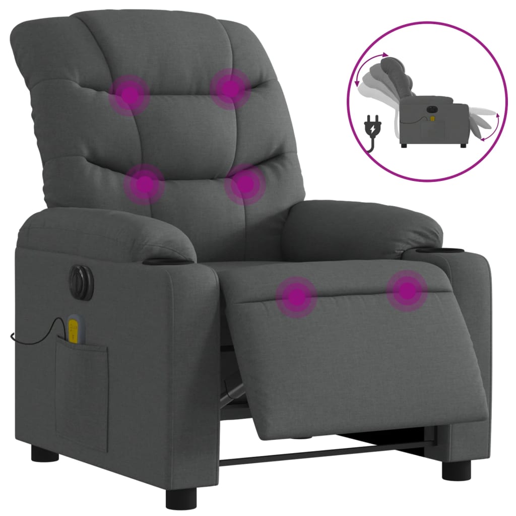 Massagestoel elektrisch verstelbaar stof donkergrijs is nu te koop bij PeponiXL, paradijselijk wonen!