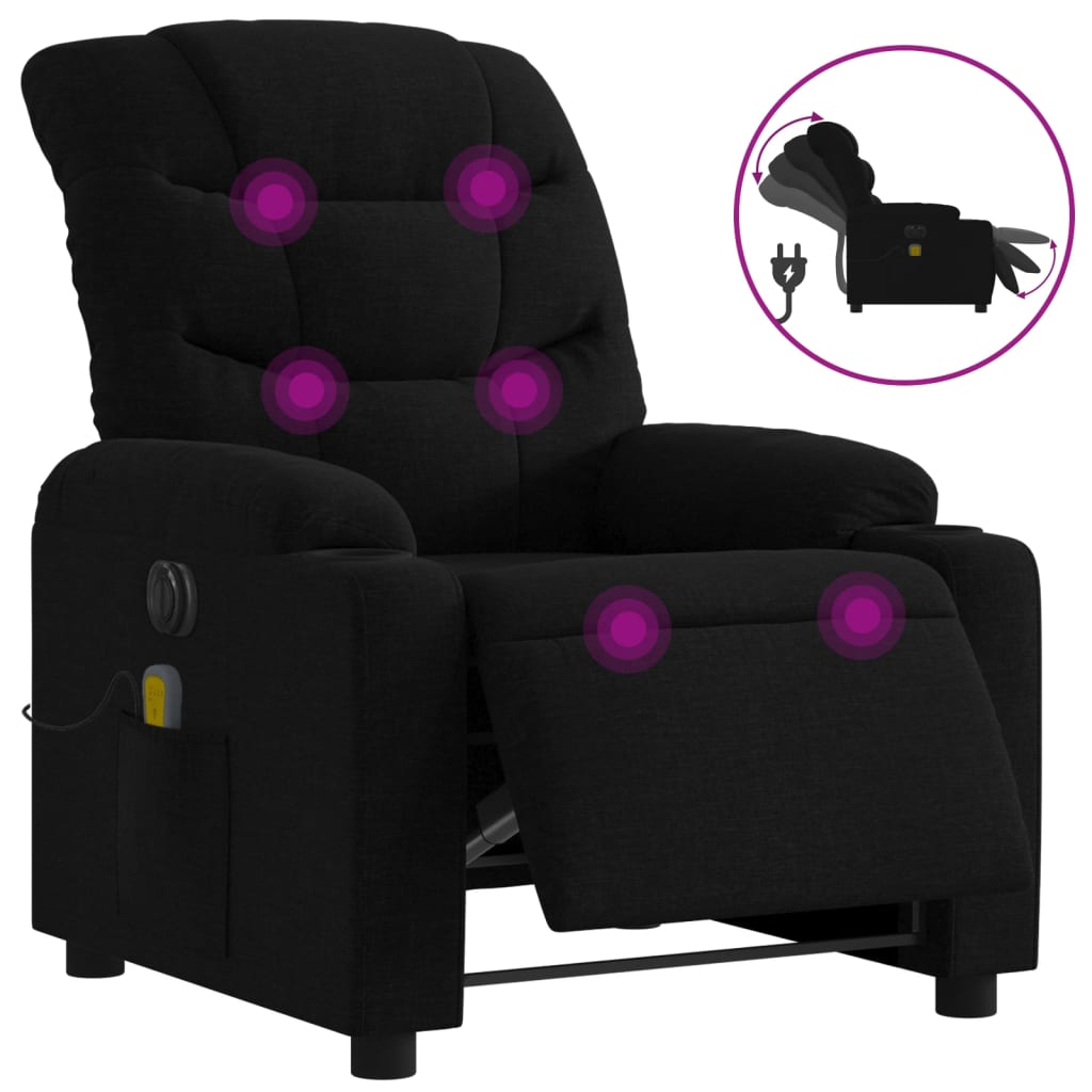 Massagestoel elektrisch verstelbaar stof zwart is nu te koop bij PeponiXL, paradijselijk wonen!