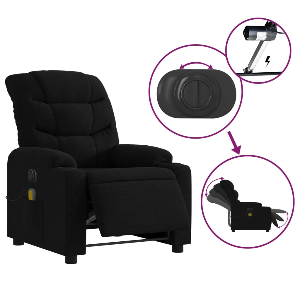 Massagestoel elektrisch verstelbaar stof zwart is nu te koop bij PeponiXL, paradijselijk wonen!