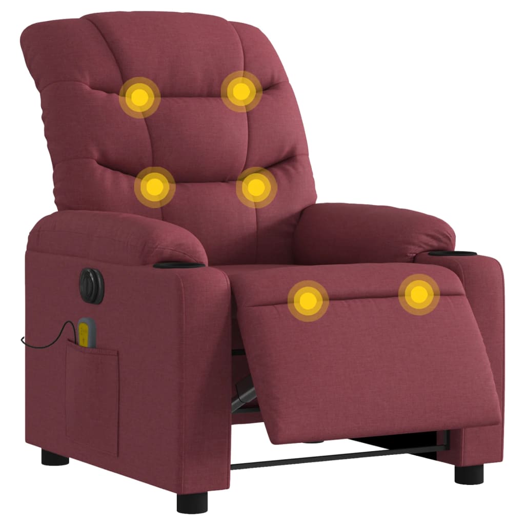Massagestoel elektrisch verstelbaar stof wijnrood is nu te koop bij PeponiXL, paradijselijk wonen!