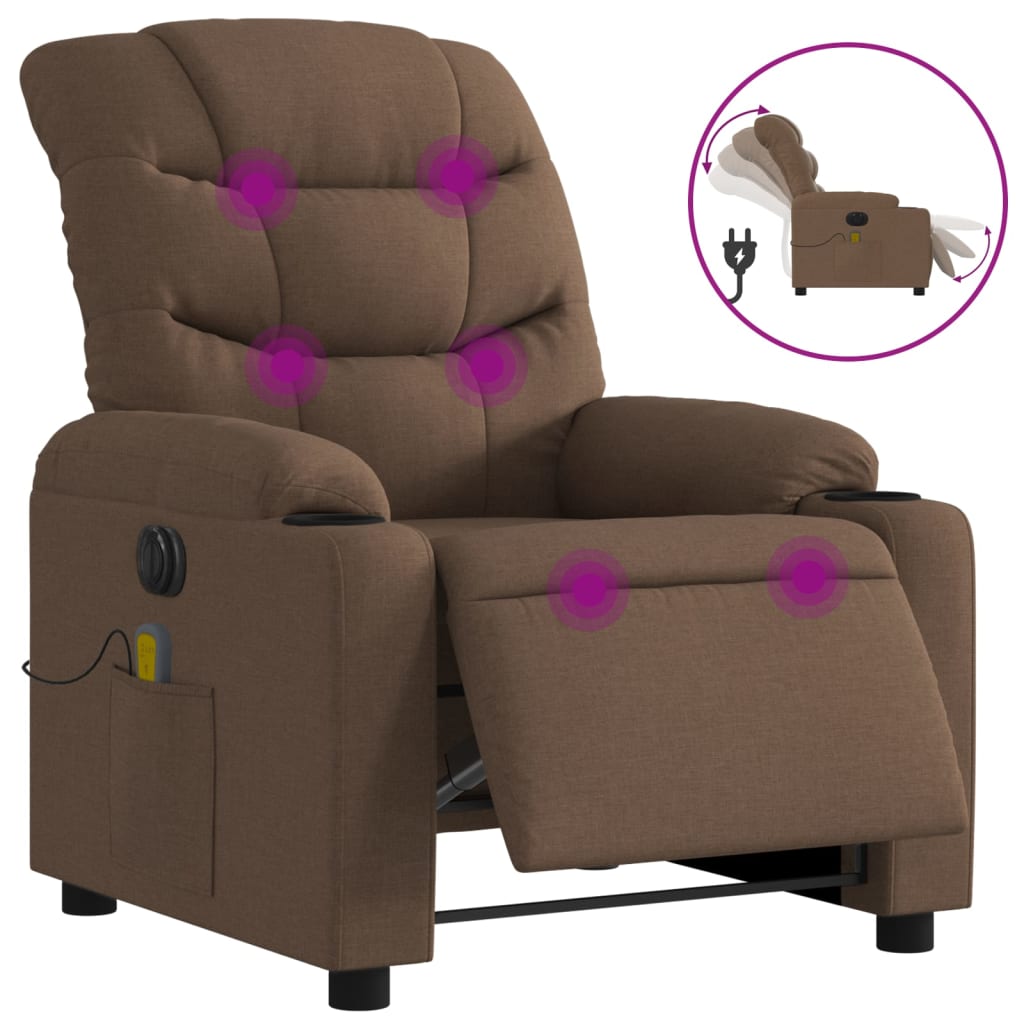 Massagestoel elektrisch verstelbaar stof bruin is nu te koop bij PeponiXL, paradijselijk wonen!