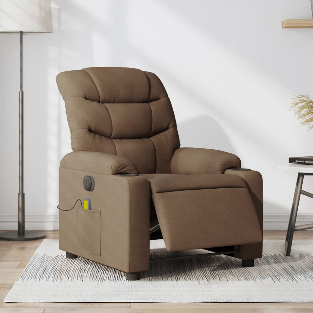 Massagestoel elektrisch verstelbaar stof bruin is nu te koop bij PeponiXL, paradijselijk wonen!