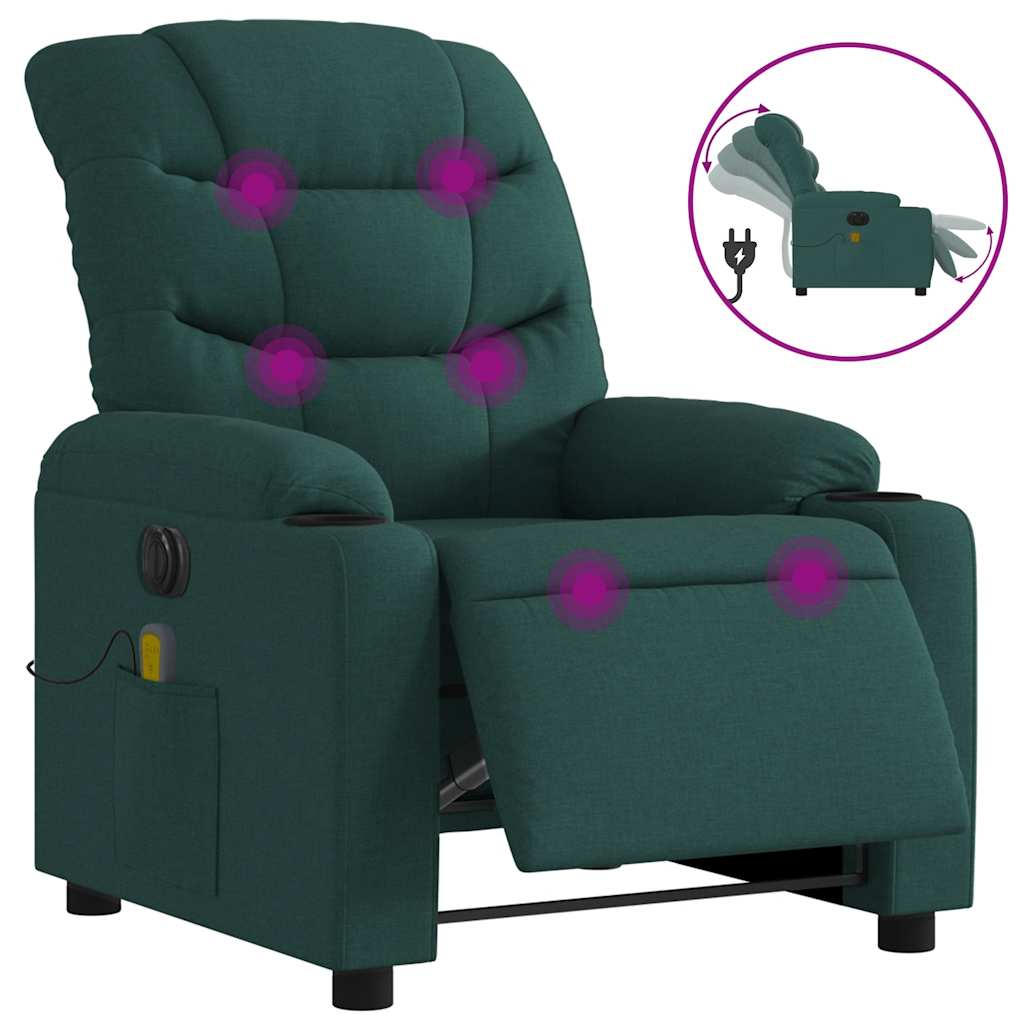 Massagestoel elektrisch verstelbaar stof donkergroen is nu te koop bij PeponiXL, paradijselijk wonen!
