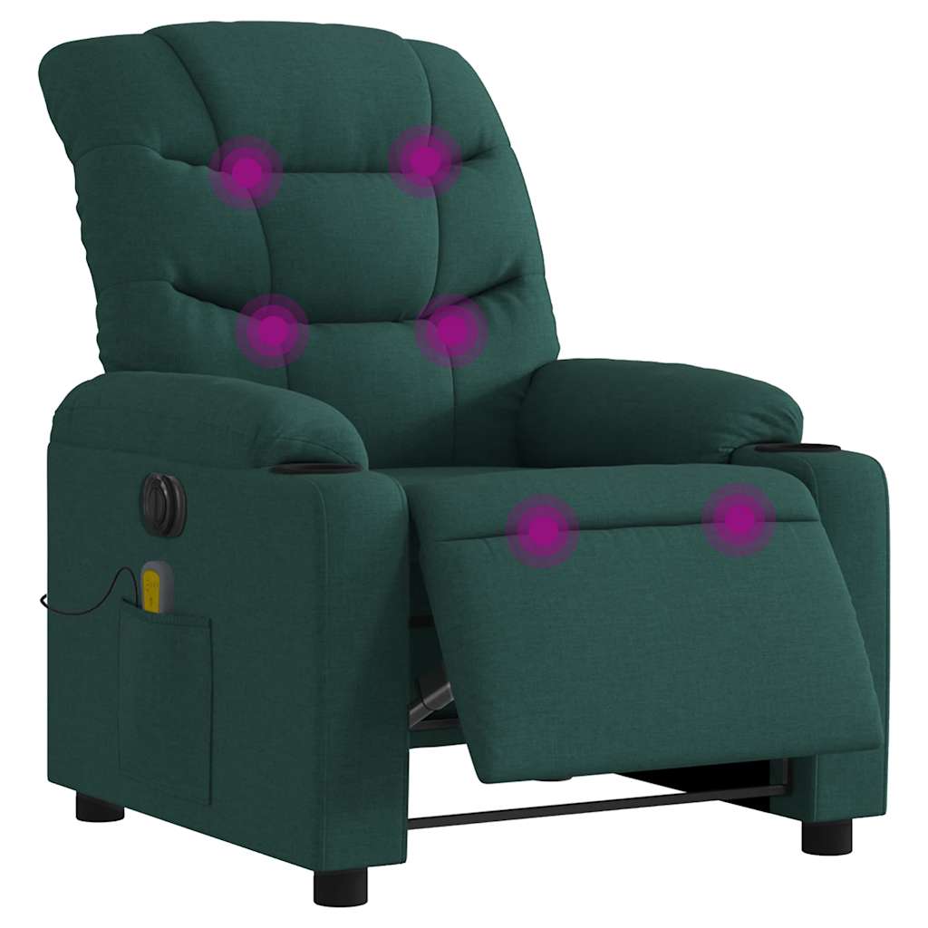 Massagestoel elektrisch verstelbaar stof donkergroen is nu te koop bij PeponiXL, paradijselijk wonen!