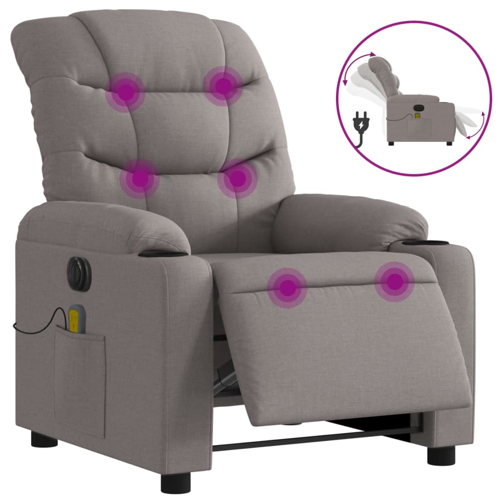 Massagestoel elektrisch verstelbaar stof taupe is nu te koop bij PeponiXL, paradijselijk wonen!