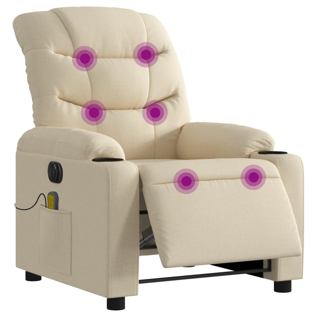 Massagestoel elektrisch verstelbaar stof crèmekleurig is nu te koop bij PeponiXL, paradijselijk wonen!