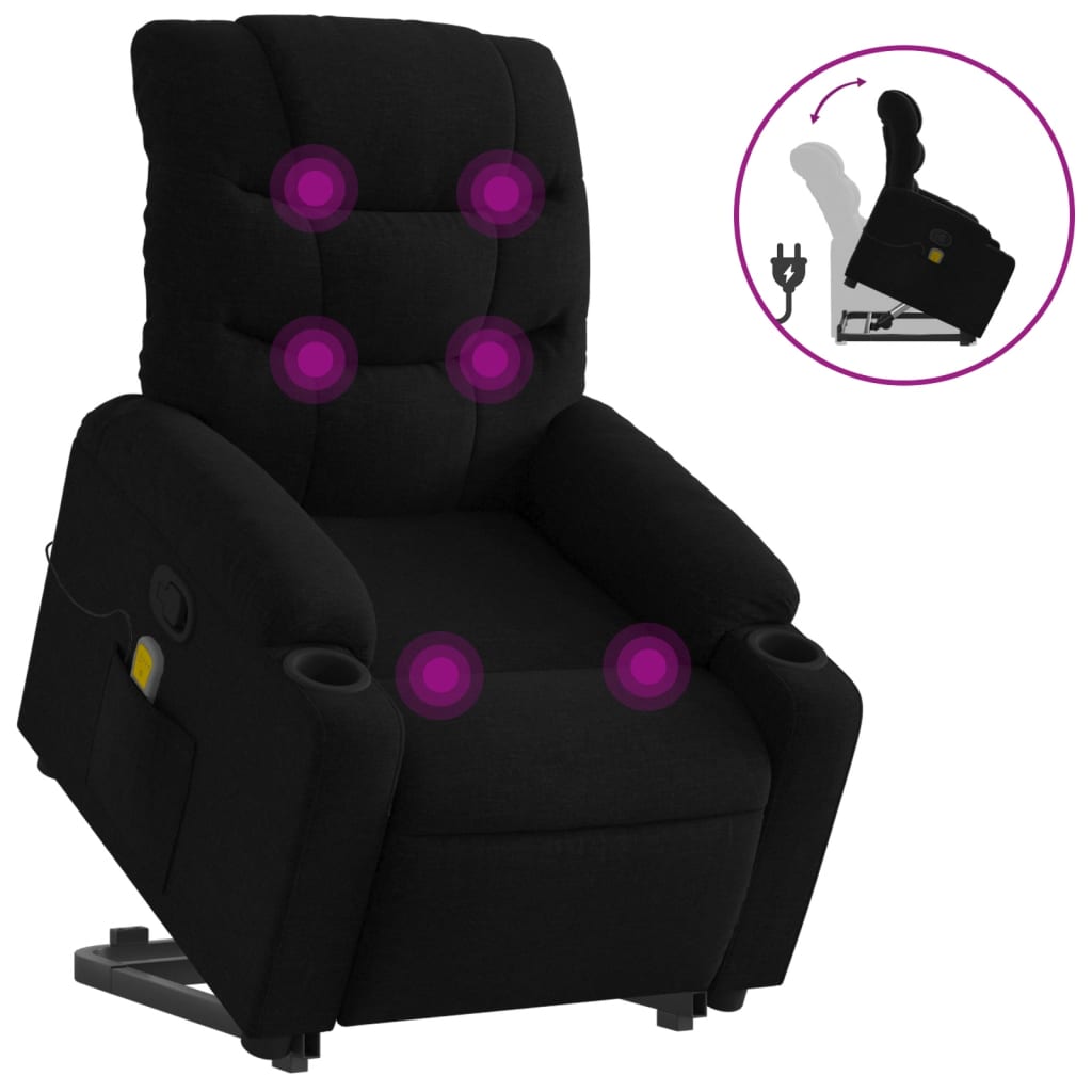 Sta-op-massagestoel verstelbaar stof zwart is nu te koop bij PeponiXL, paradijselijk wonen!