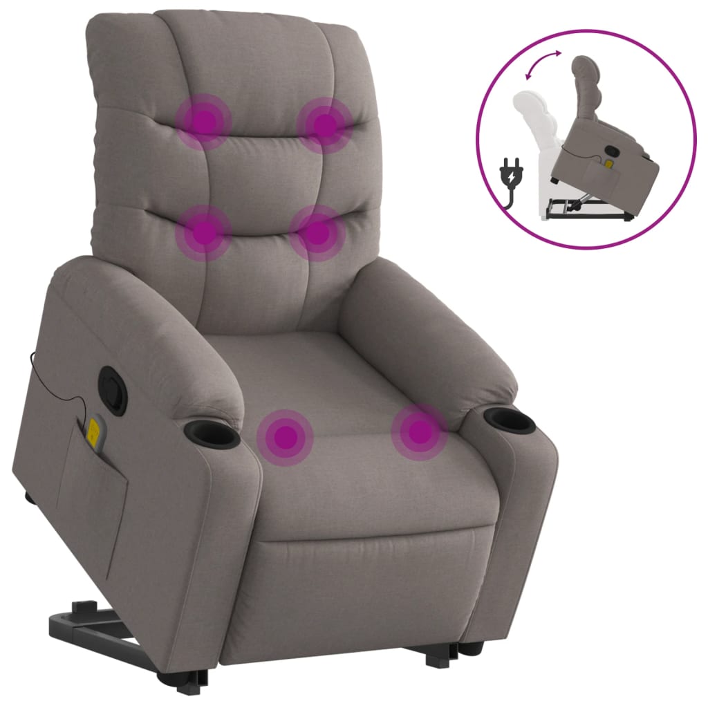 Sta-op-massagestoel verstelbaar stof taupe is nu te koop bij PeponiXL, paradijselijk wonen!