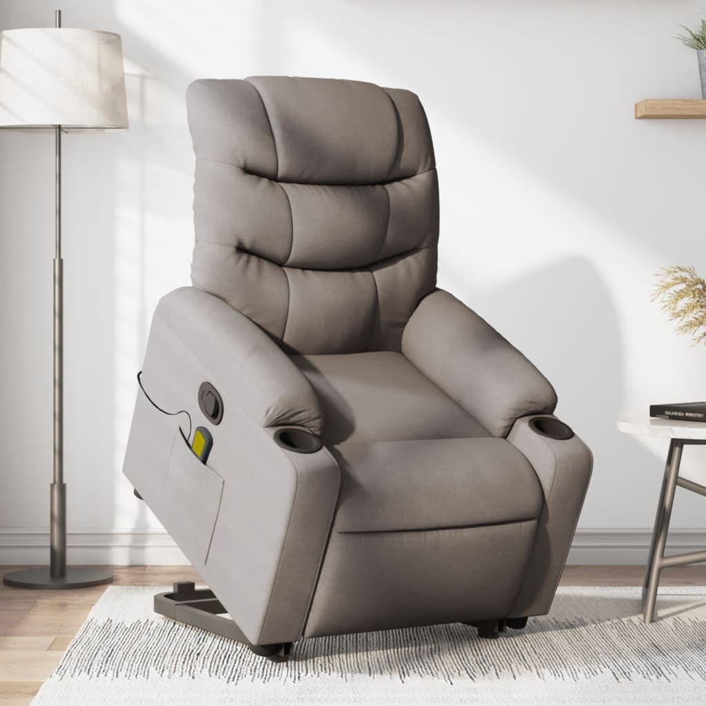 Sta-op-massagestoel verstelbaar stof taupe is nu te koop bij PeponiXL, paradijselijk wonen!