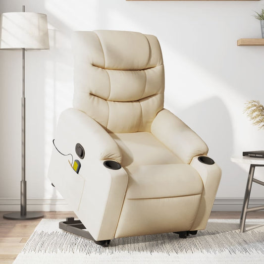 Sta-op-massagestoel verstelbaar stof crèmekleurig is nu te koop bij PeponiXL, paradijselijk wonen!
