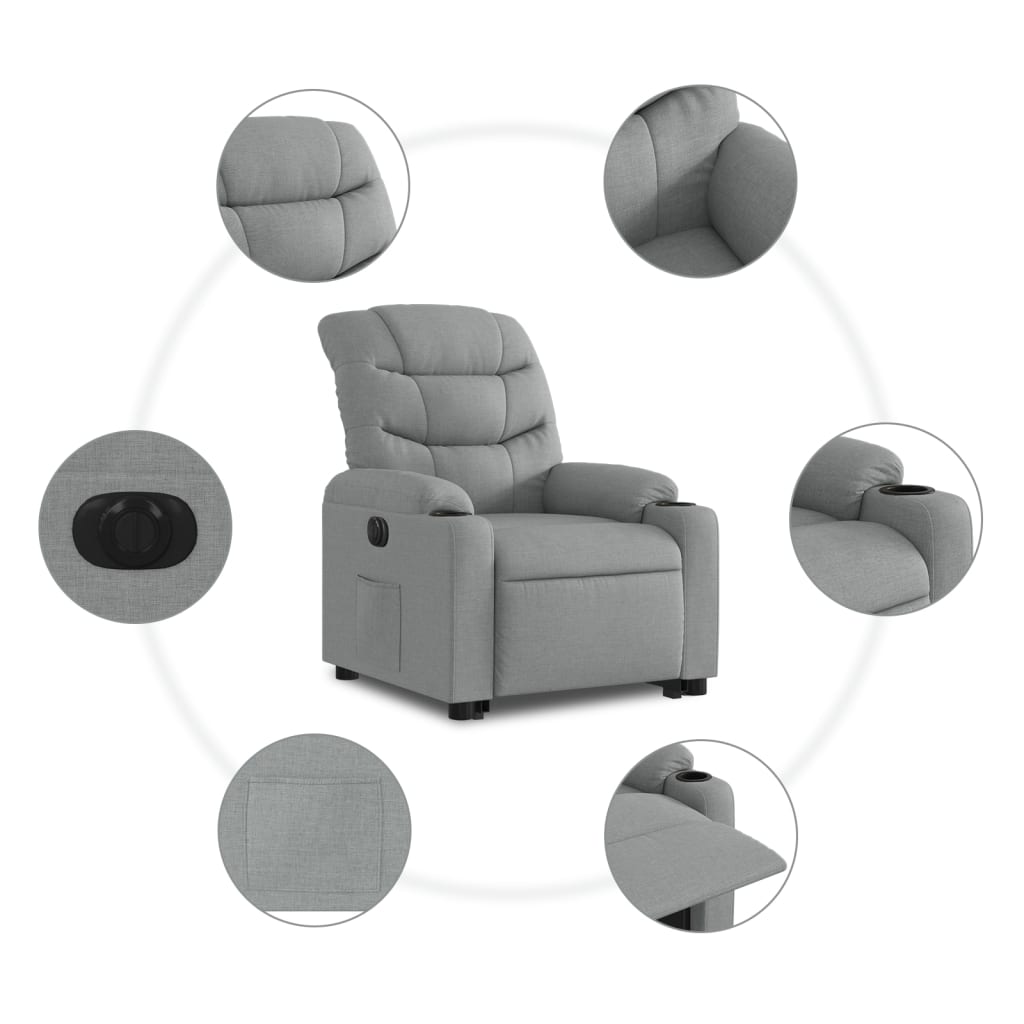 Sta-op-stoel elektrisch verstelbaar stof lichtgrijs is nu te koop bij PeponiXL, paradijselijk wonen!
