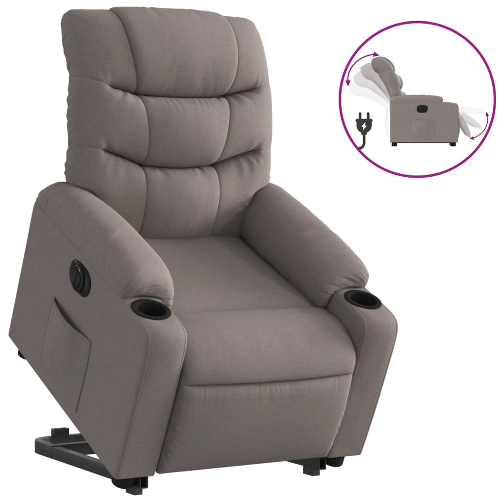 Sta-op-stoel elektrisch verstelbaar stof taupe is nu te koop bij PeponiXL, paradijselijk wonen!