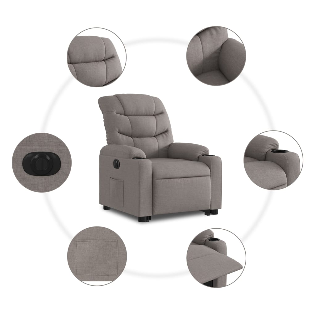 Sta-op-stoel elektrisch verstelbaar stof taupe is nu te koop bij PeponiXL, paradijselijk wonen!