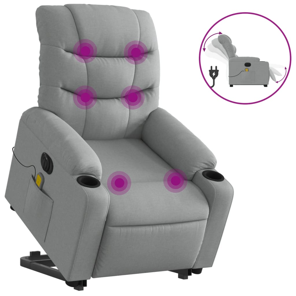 Sta-op-massagestoel elektrisch verstelbaar stof lichtgrijs is nu te koop bij PeponiXL, paradijselijk wonen!