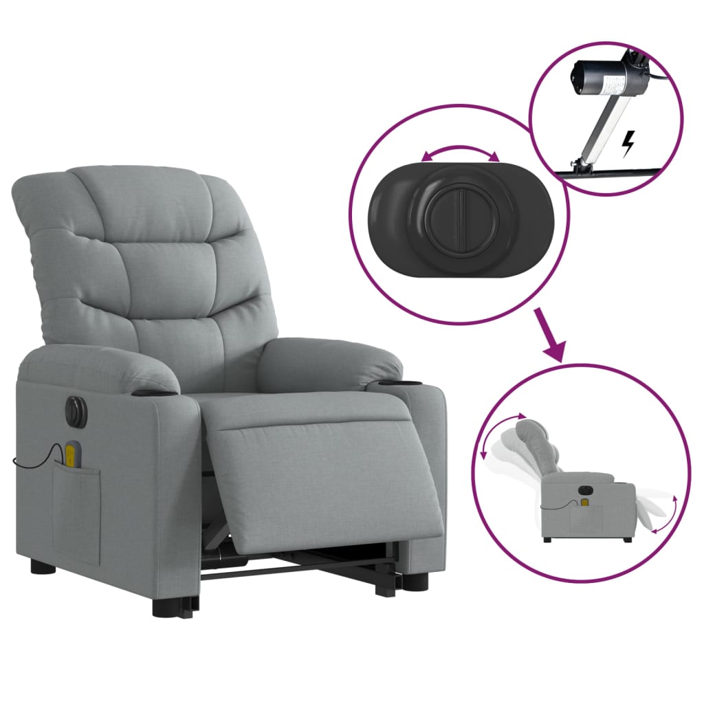 Sta-op-massagestoel elektrisch verstelbaar stof lichtgrijs is nu te koop bij PeponiXL, paradijselijk wonen!