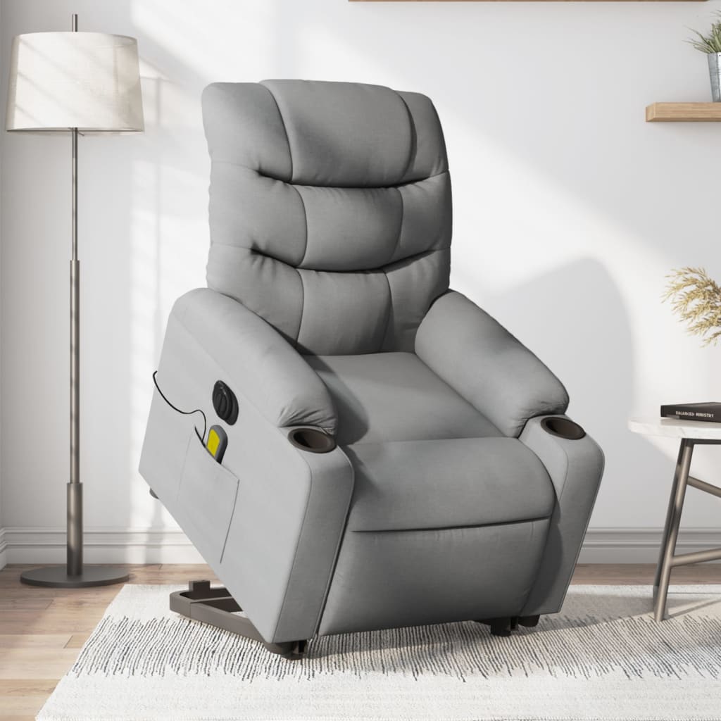 Sta-op-massagestoel elektrisch verstelbaar stof lichtgrijs is nu te koop bij PeponiXL, paradijselijk wonen!