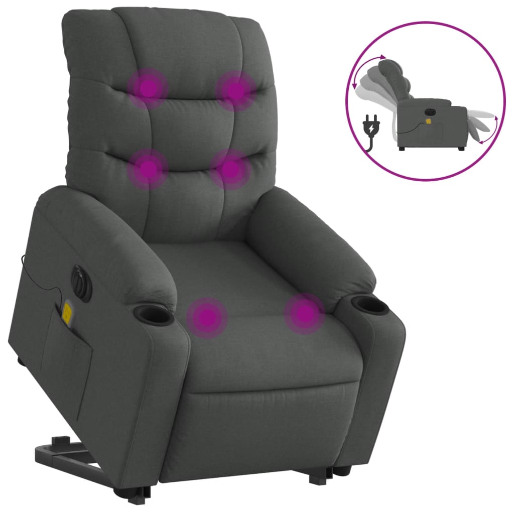 Sta-op-massagestoel elektrisch verstelbaar stof donkergrijs is nu te koop bij PeponiXL, paradijselijk wonen!