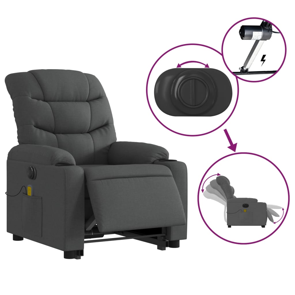 Sta-op-massagestoel elektrisch verstelbaar stof donkergrijs is nu te koop bij PeponiXL, paradijselijk wonen!