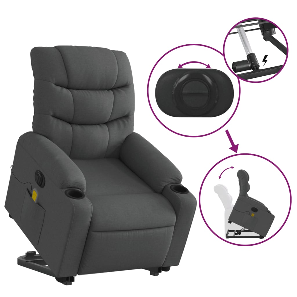 Sta-op-massagestoel elektrisch verstelbaar stof donkergrijs is nu te koop bij PeponiXL, paradijselijk wonen!
