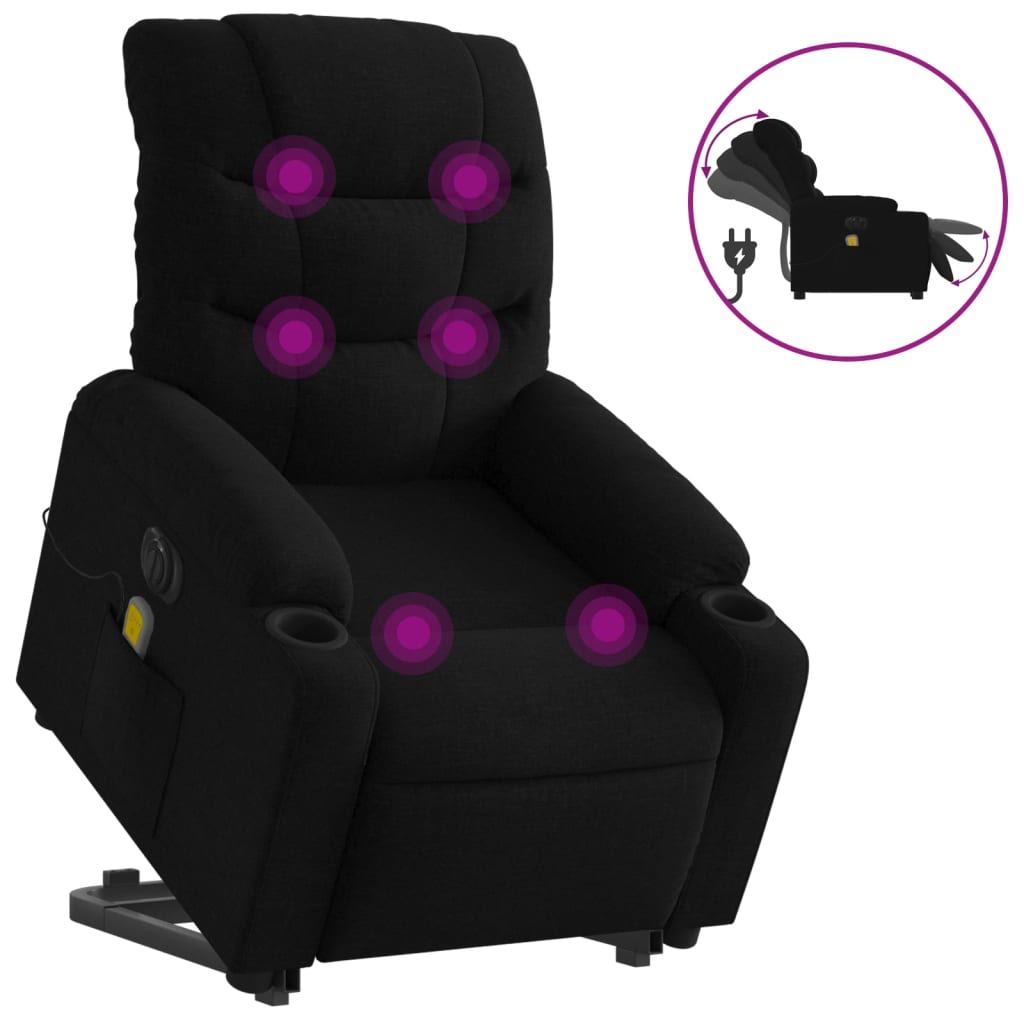 Sta-op-massagestoel elektrisch verstelbaar stof zwart is nu te koop bij PeponiXL, paradijselijk wonen!