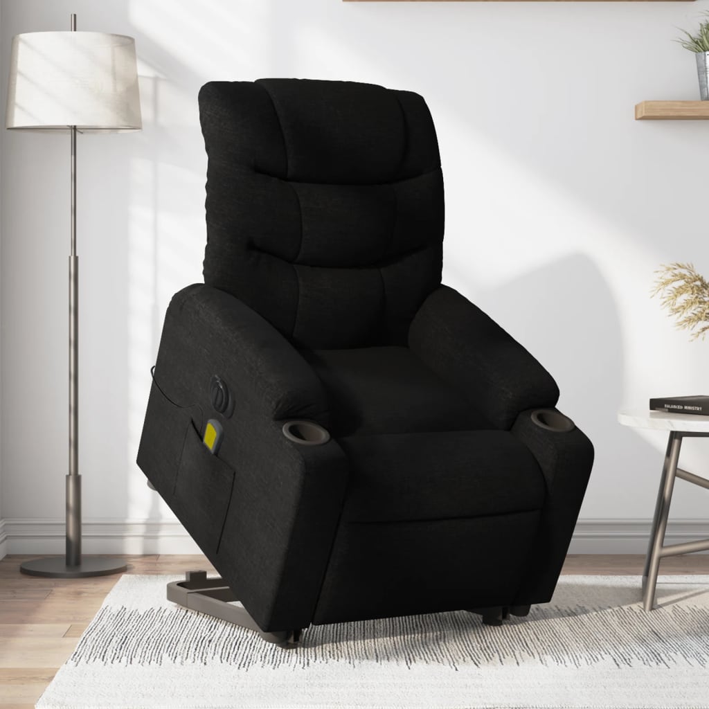 Sta-op-massagestoel elektrisch verstelbaar stof zwart is nu te koop bij PeponiXL, paradijselijk wonen!